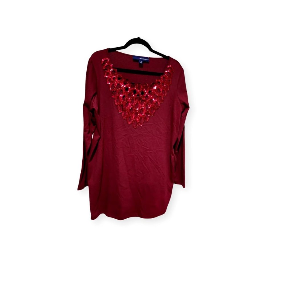 Women's Denim 24/7 Burgundy Top Size 18/20 (L)